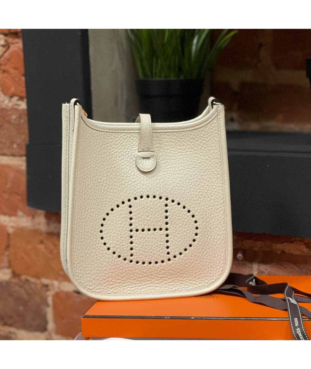 HERMES Белая кожаная сумка через плечо, фото 6