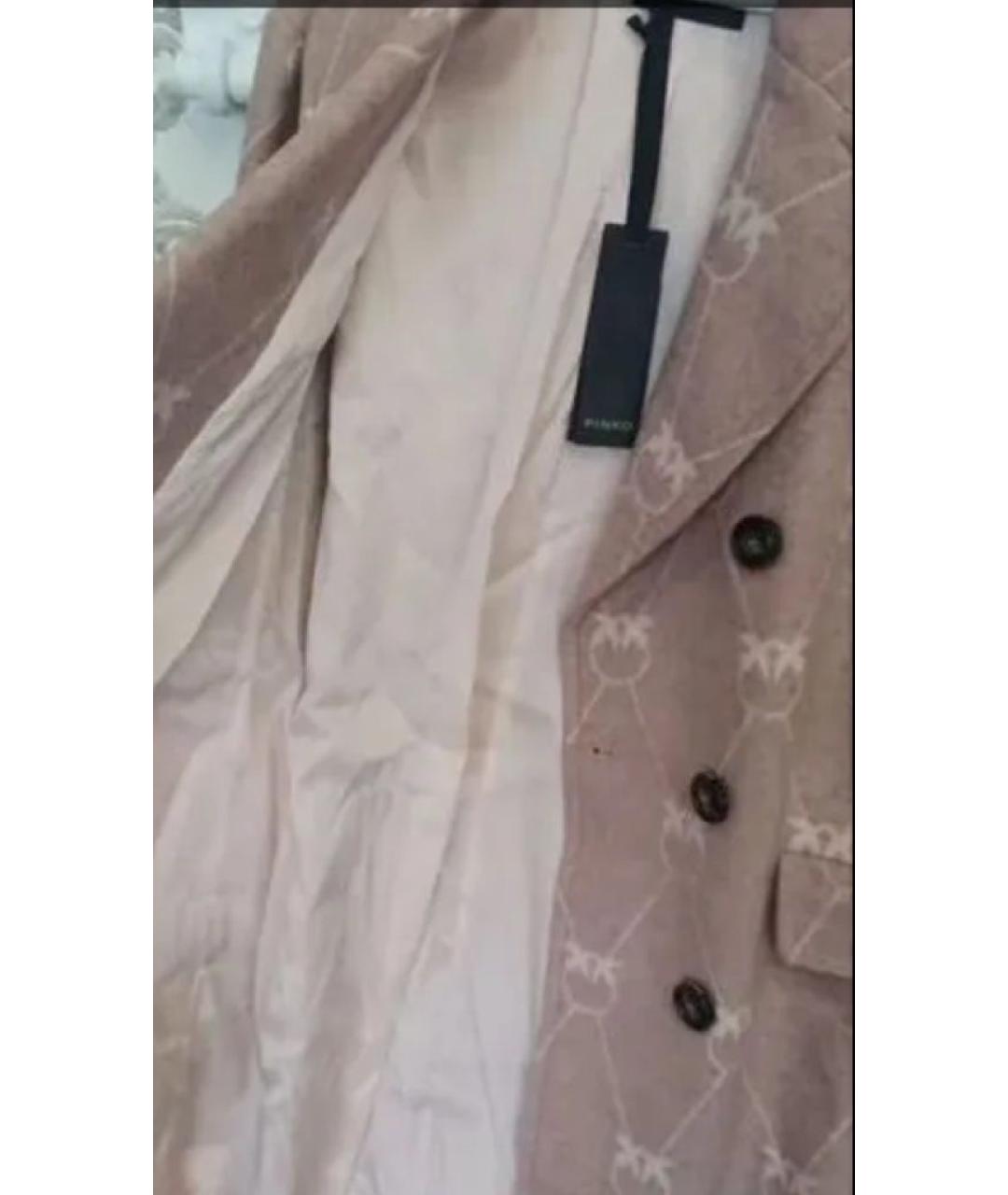 PINKO Розовое шерстяное пальто, фото 3