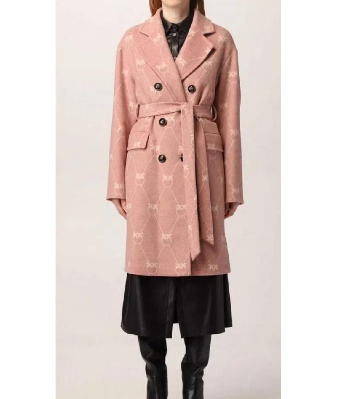 PINKO Розовое шерстяное пальто, фото 5