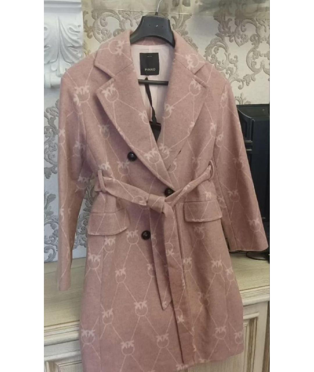 PINKO Розовое шерстяное пальто, фото 6