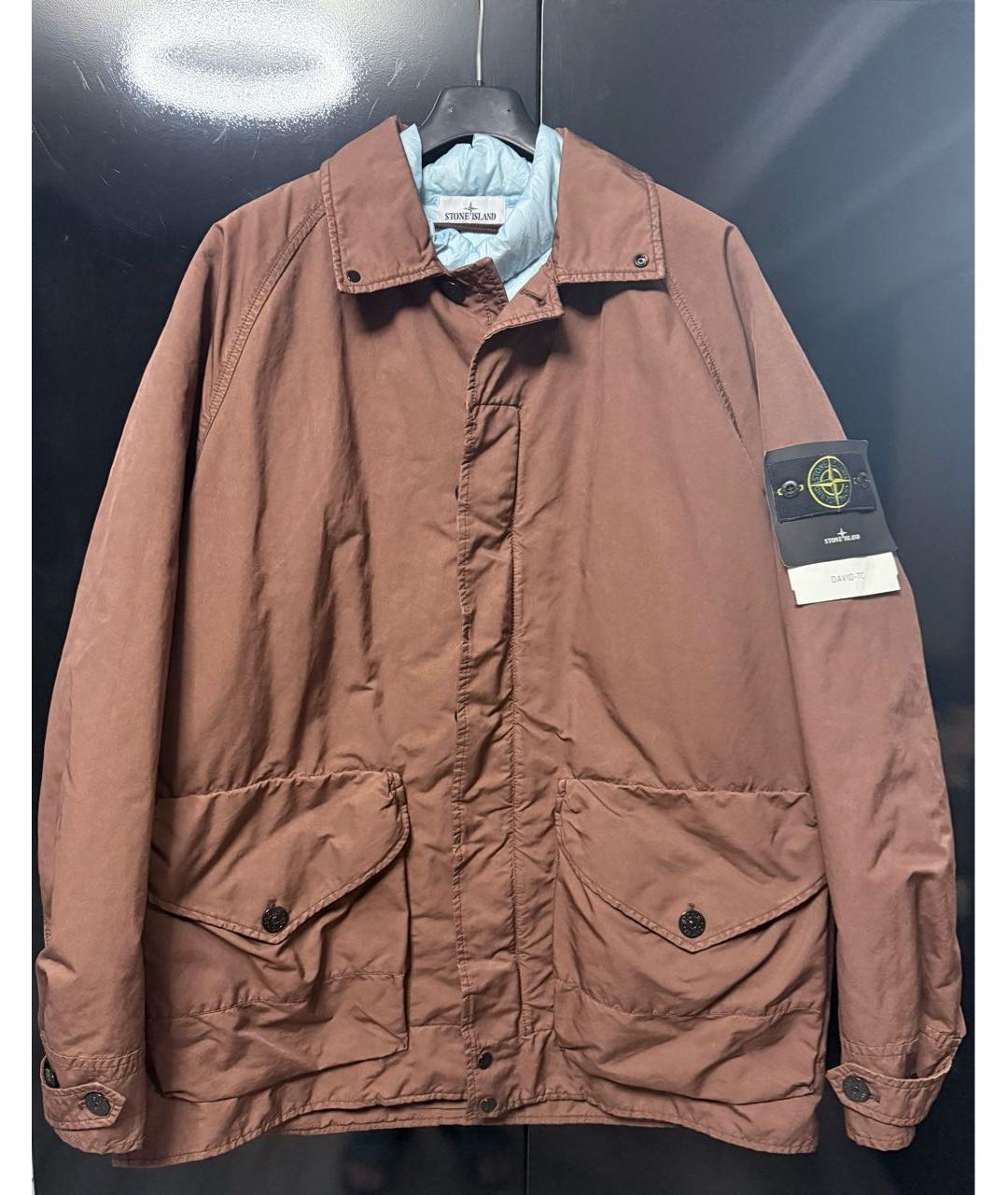 STONE ISLAND Коричневый полиамидовый пуховик, фото 5