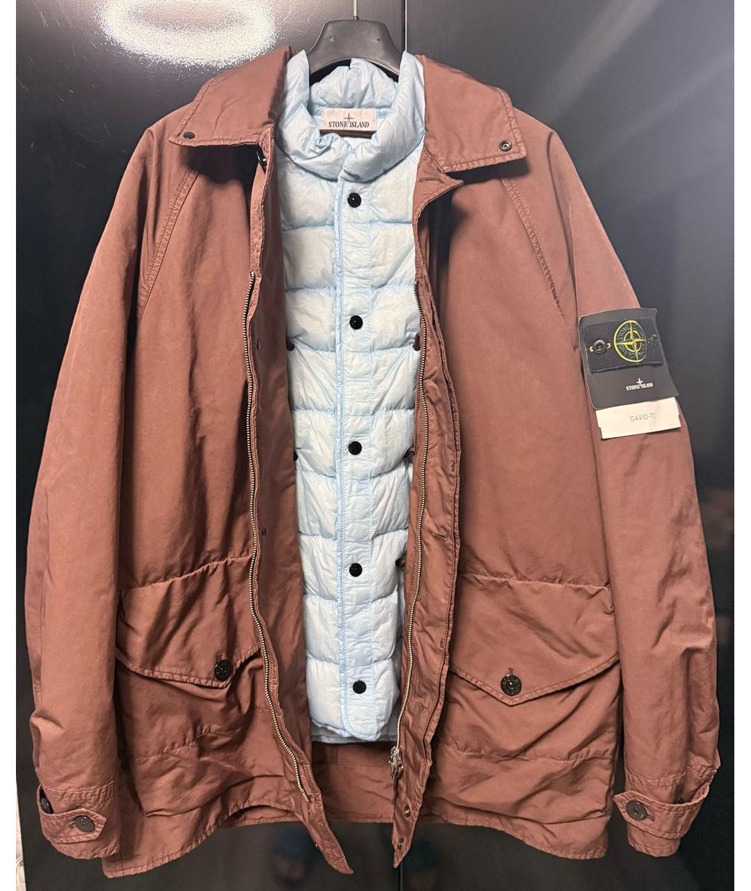 STONE ISLAND Коричневый полиамидовый пуховик, фото 2