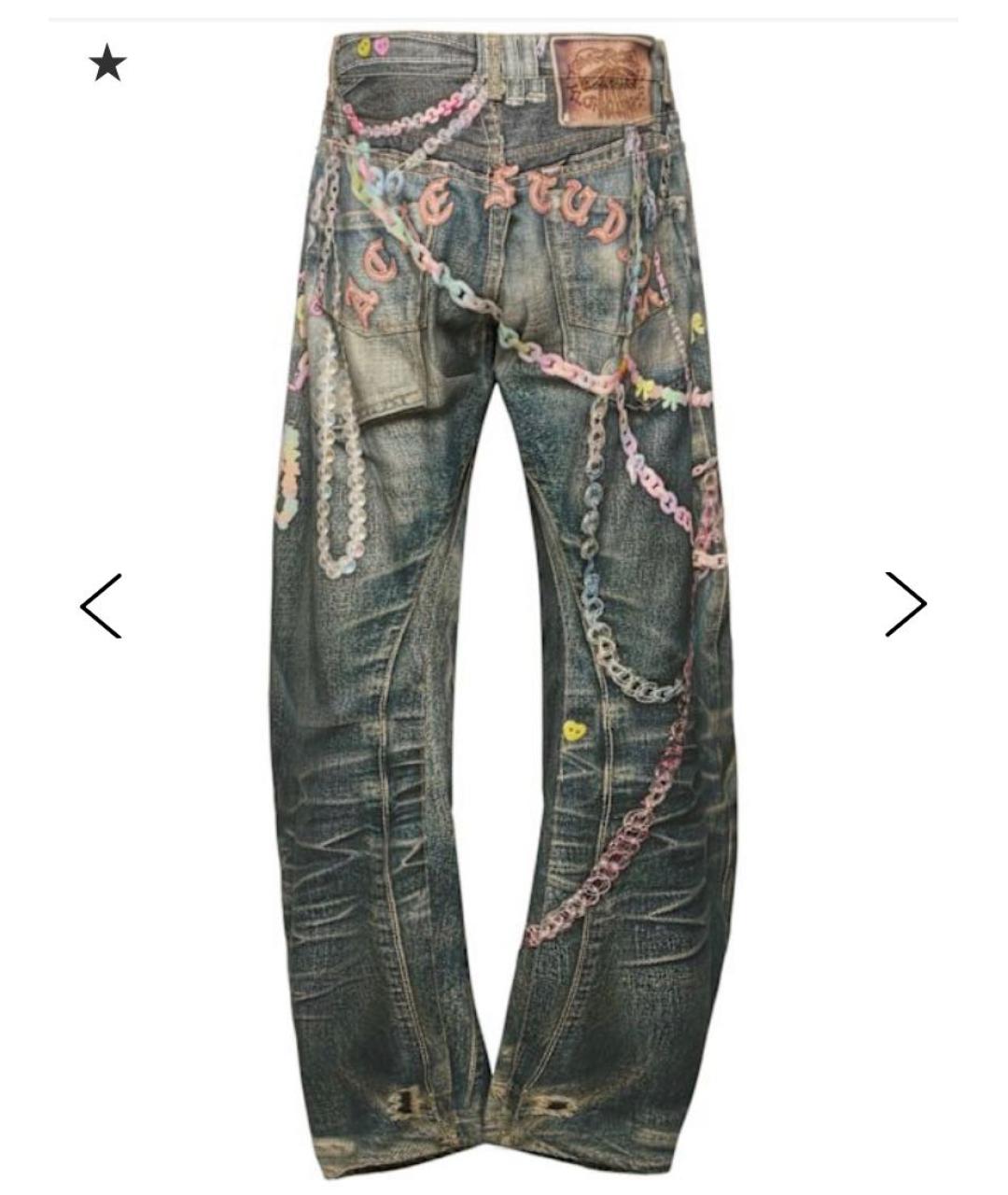 ACNE STUDIOS Синие хлопковые прямые джинсы, фото 2