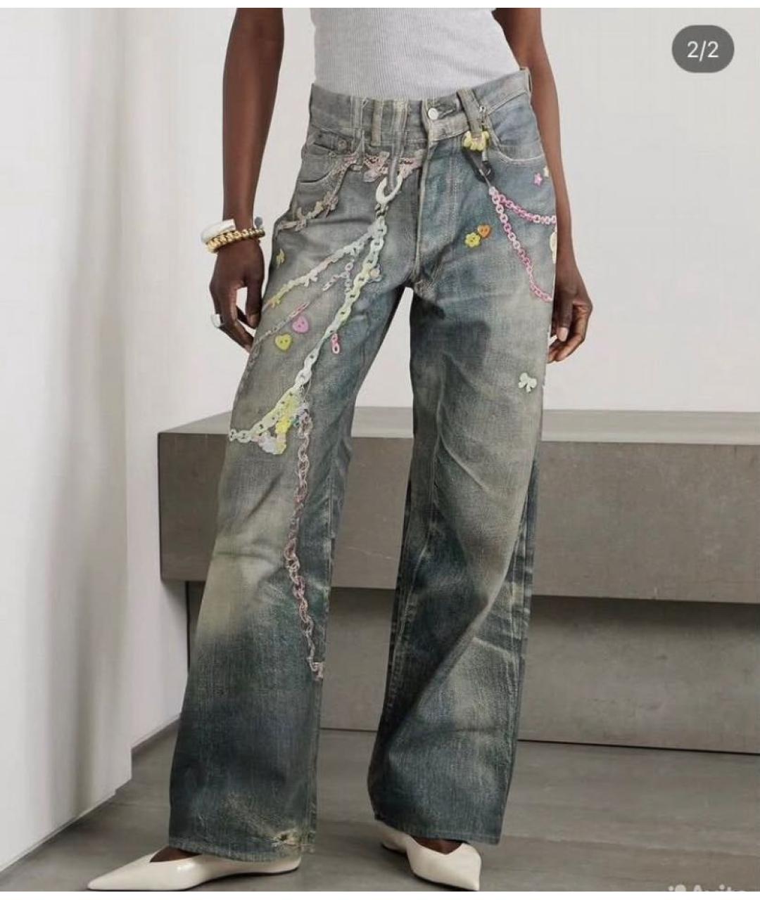 ACNE STUDIOS Синие хлопковые прямые джинсы, фото 5