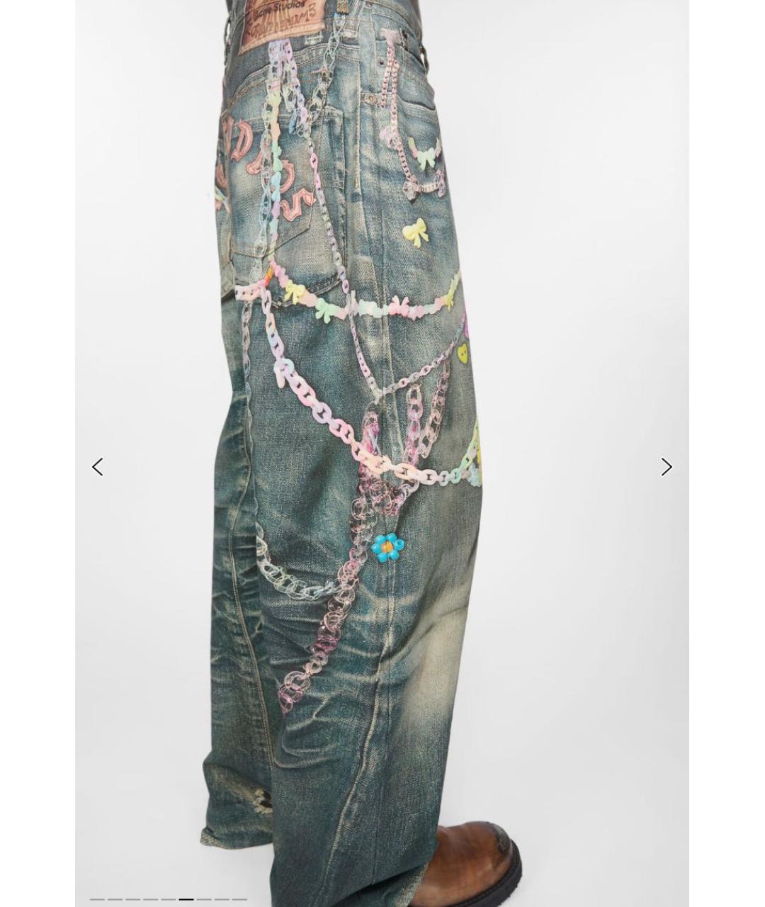 ACNE STUDIOS Синие хлопковые прямые джинсы, фото 3