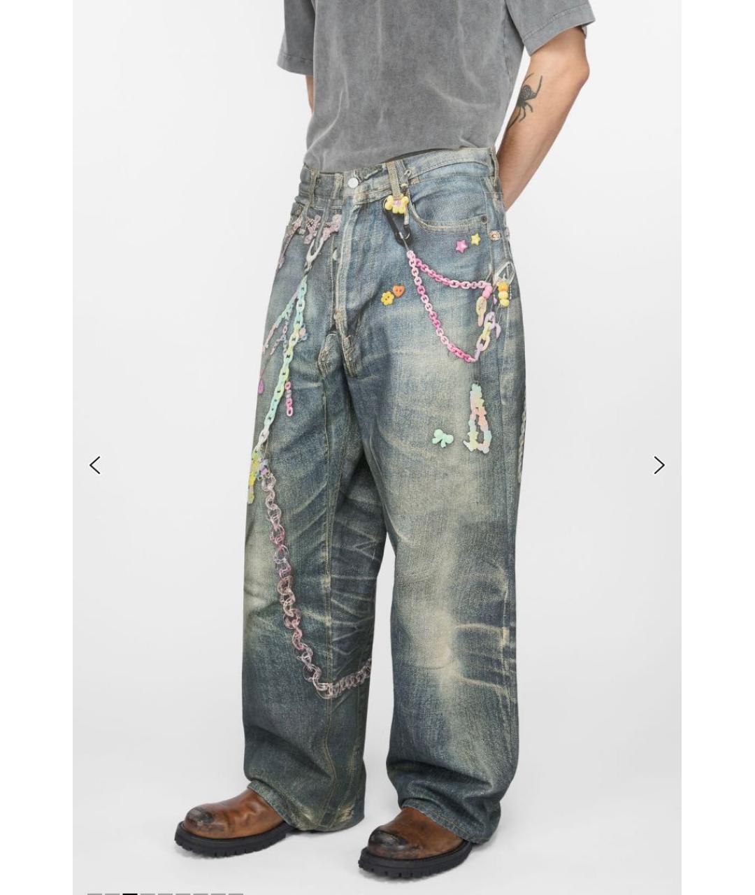 ACNE STUDIOS Синие хлопковые прямые джинсы, фото 6