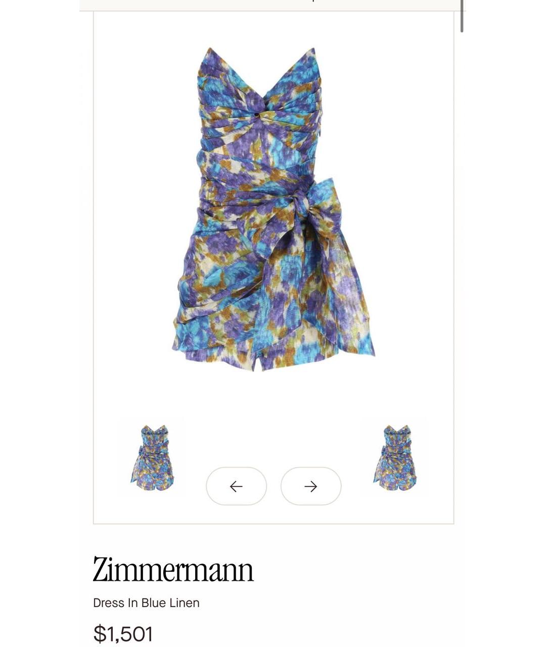 ZIMMERMANN Синий льняной комбинезон, фото 4