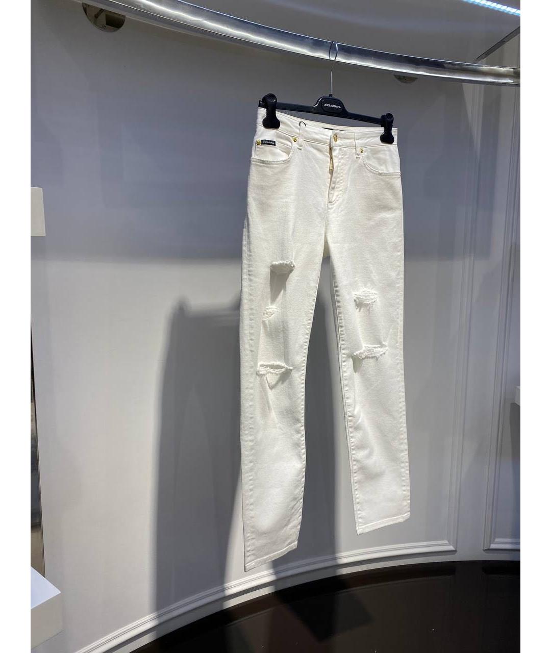 DOLCE&GABBANA Белые хлопковые джинсы слим, фото 3