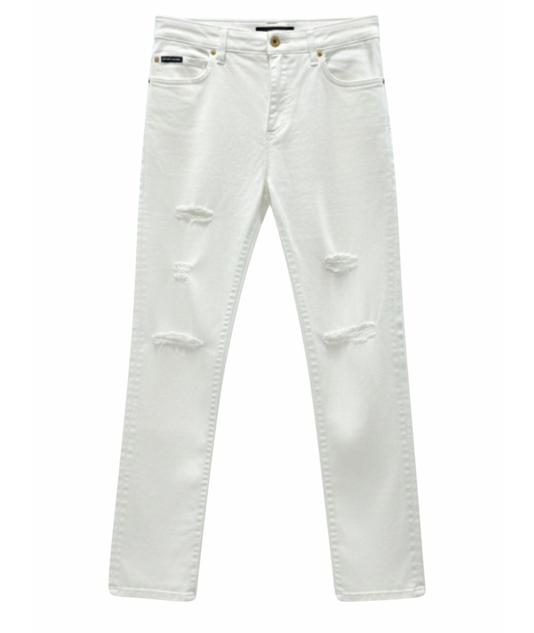 DOLCE&GABBANA Белые хлопковые джинсы слим, фото 1