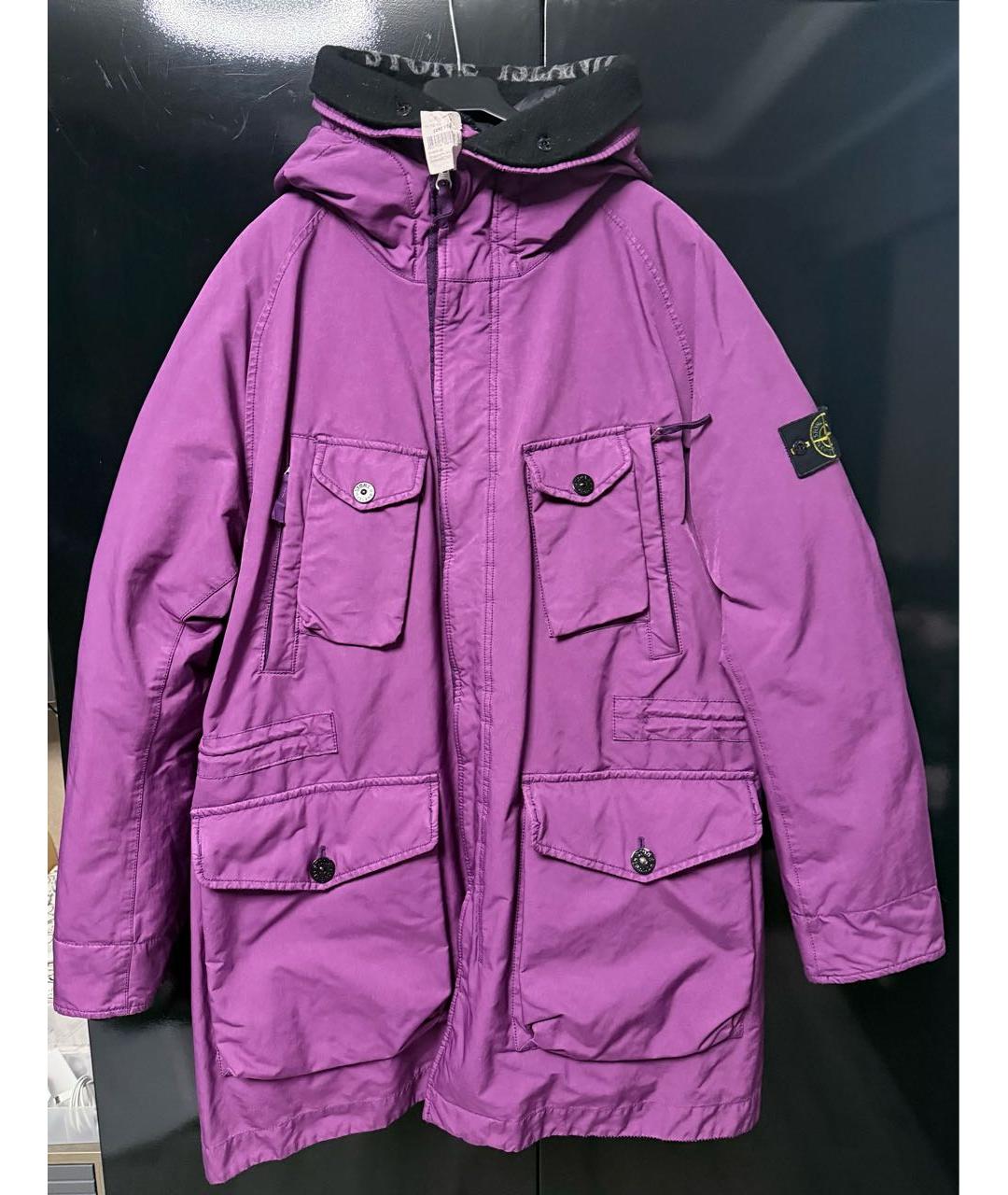 STONE ISLAND Фиолетовый полиамидовый пуховик, фото 5