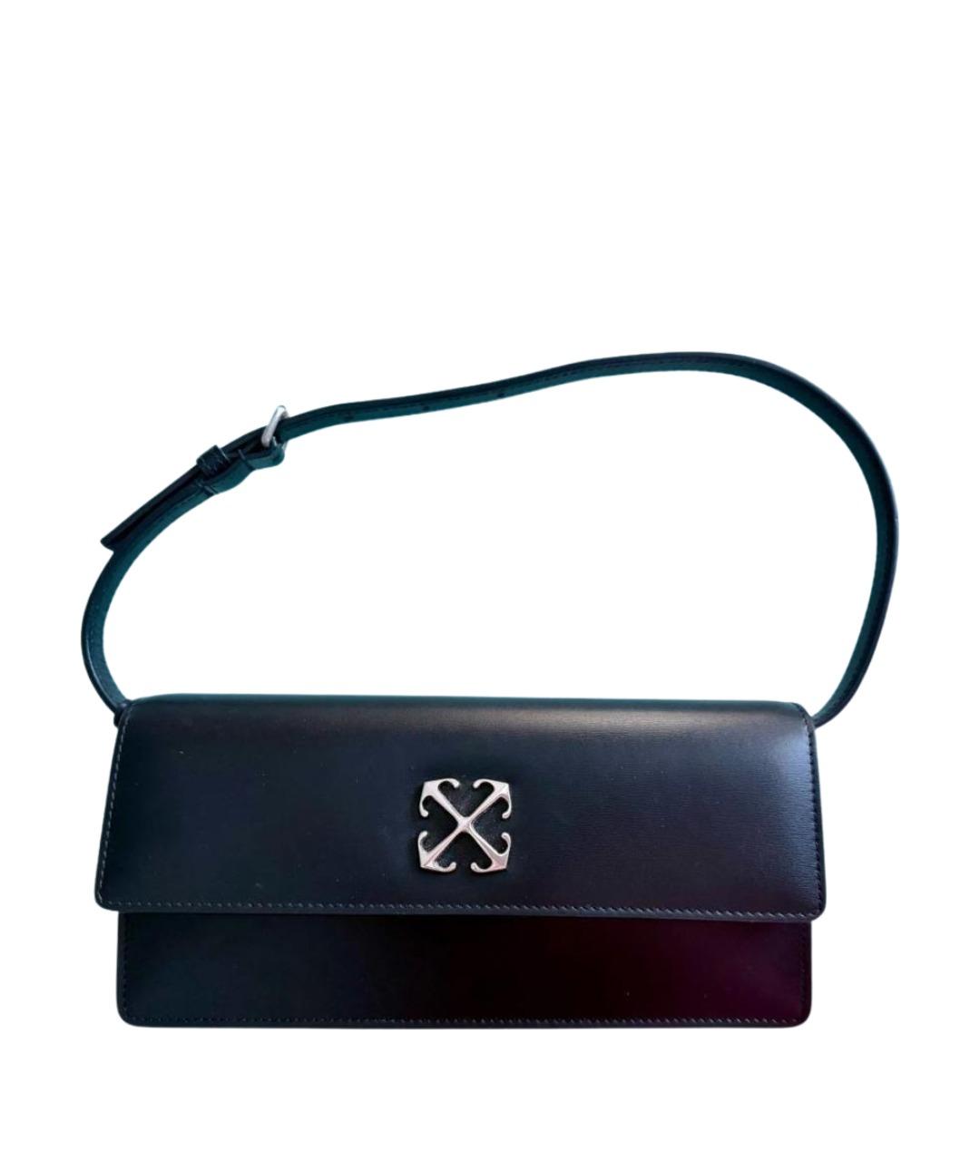 OFF-WHITE Черная кожаная сумка с короткими ручками, фото 1