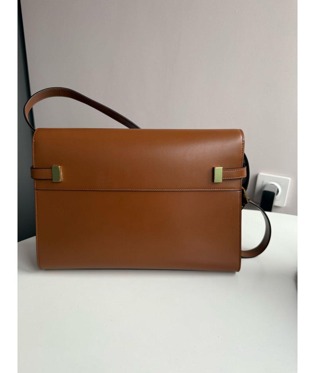 SAINT LAURENT Коричневая кожаная сумка через плечо, фото 3