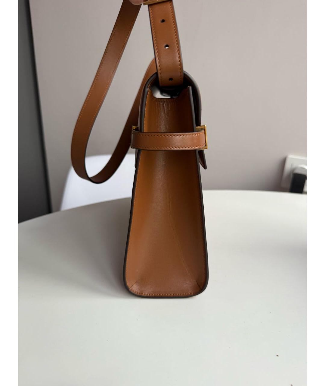 SAINT LAURENT Коричневая кожаная сумка через плечо, фото 2