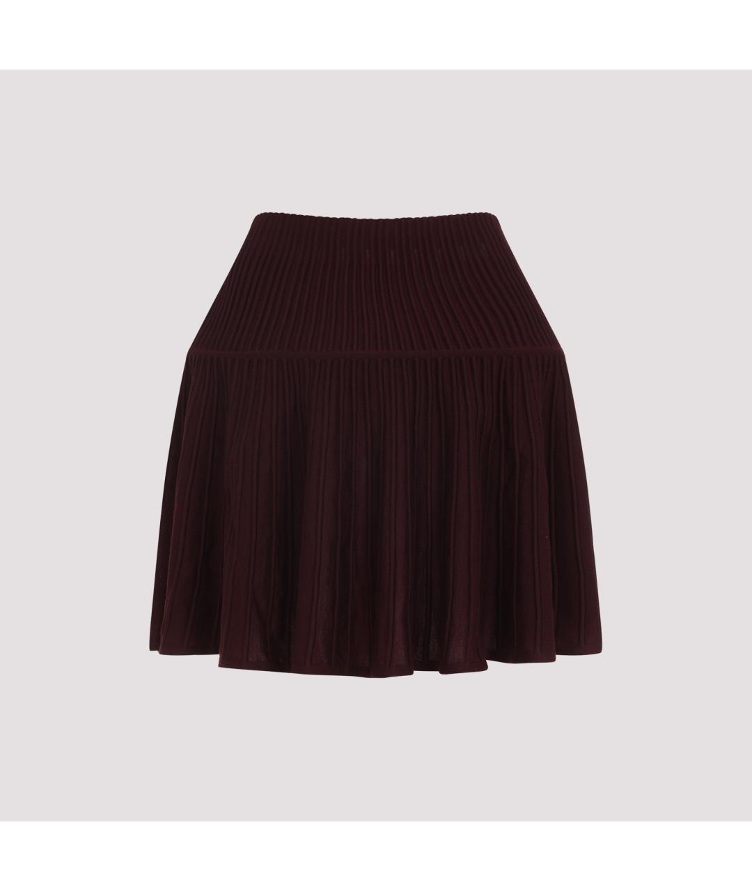 ALAIA Бордовая шерстяная юбка мини, фото 2