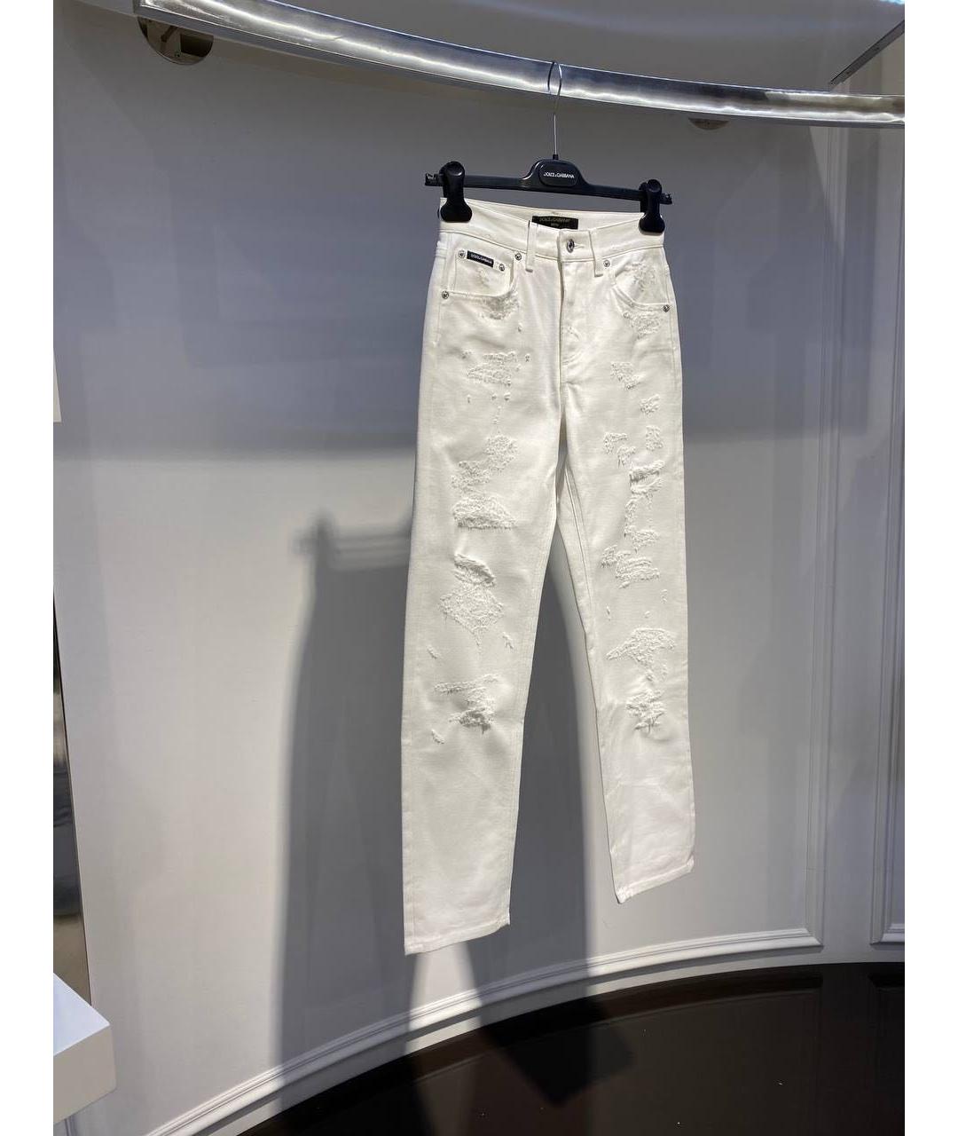 DOLCE&GABBANA Белые хлопковые прямые джинсы, фото 3