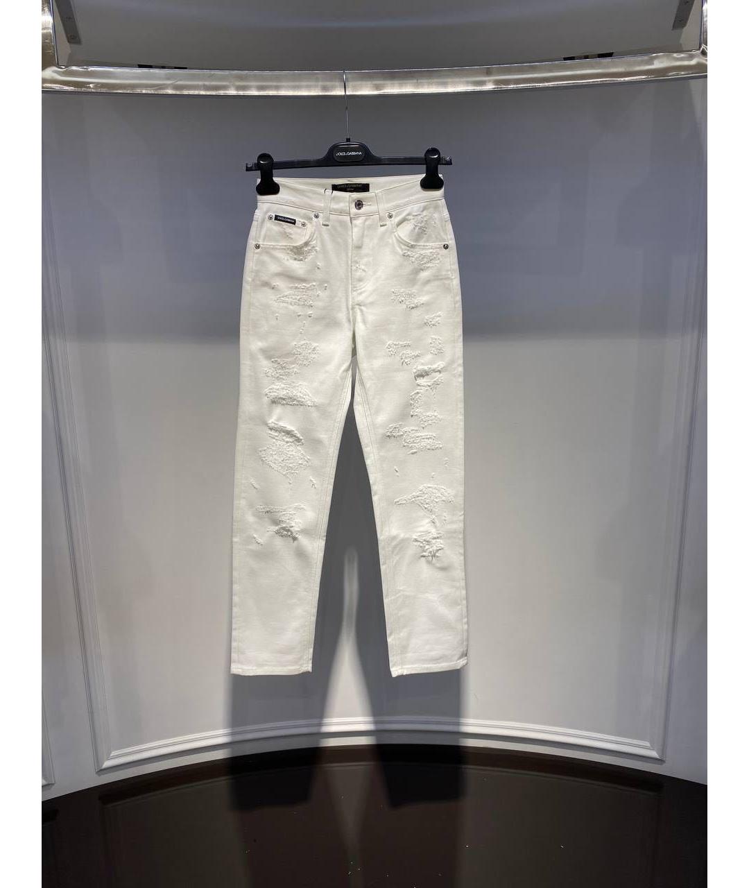 DOLCE&GABBANA Белые хлопковые прямые джинсы, фото 4