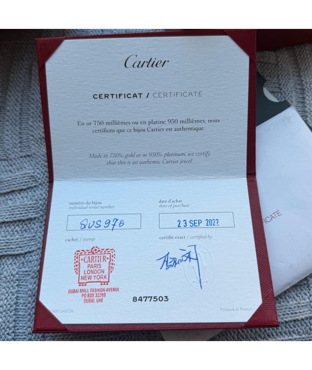 CARTIER Голубой браслет из желтого золота, фото 5