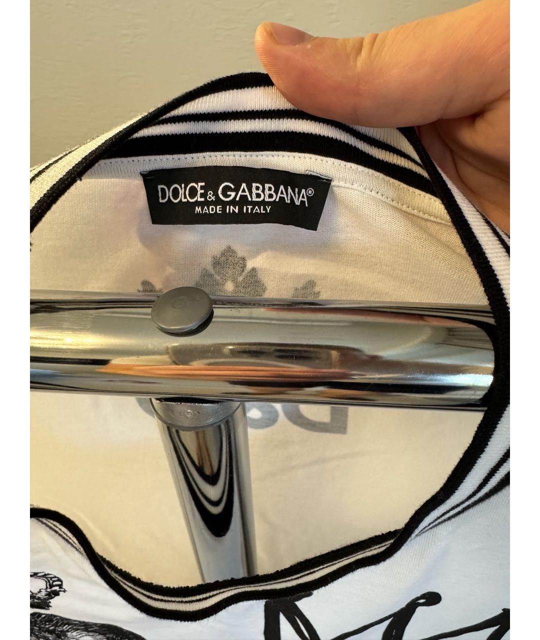 DOLCE&GABBANA Белая хлопковая футболка, фото 3