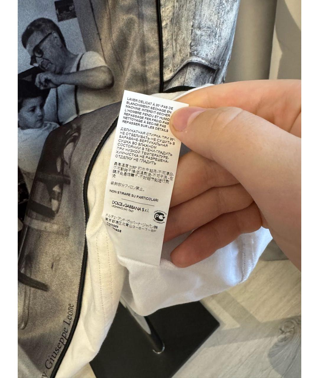 DOLCE&GABBANA Белая хлопковая футболка, фото 5