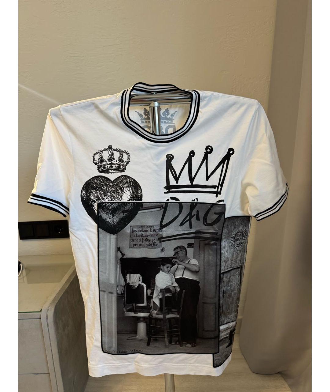 DOLCE&GABBANA Белая хлопковая футболка, фото 7
