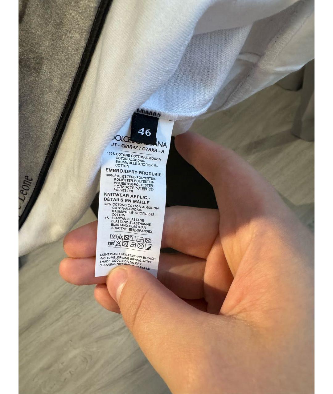 DOLCE&GABBANA Белая хлопковая футболка, фото 4