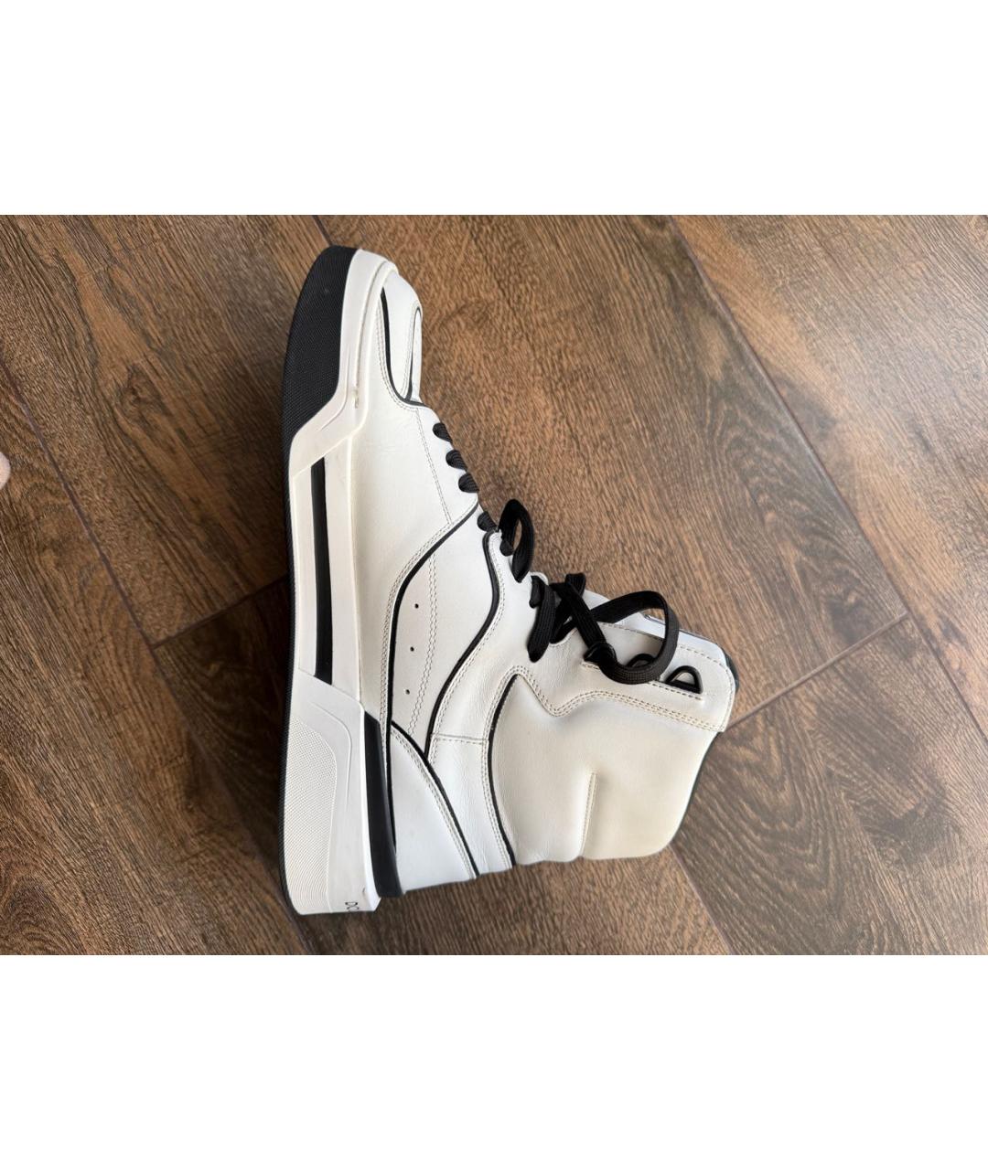 DOLCE&GABBANA Белые кожаные высокие кроссовки / кеды, фото 2