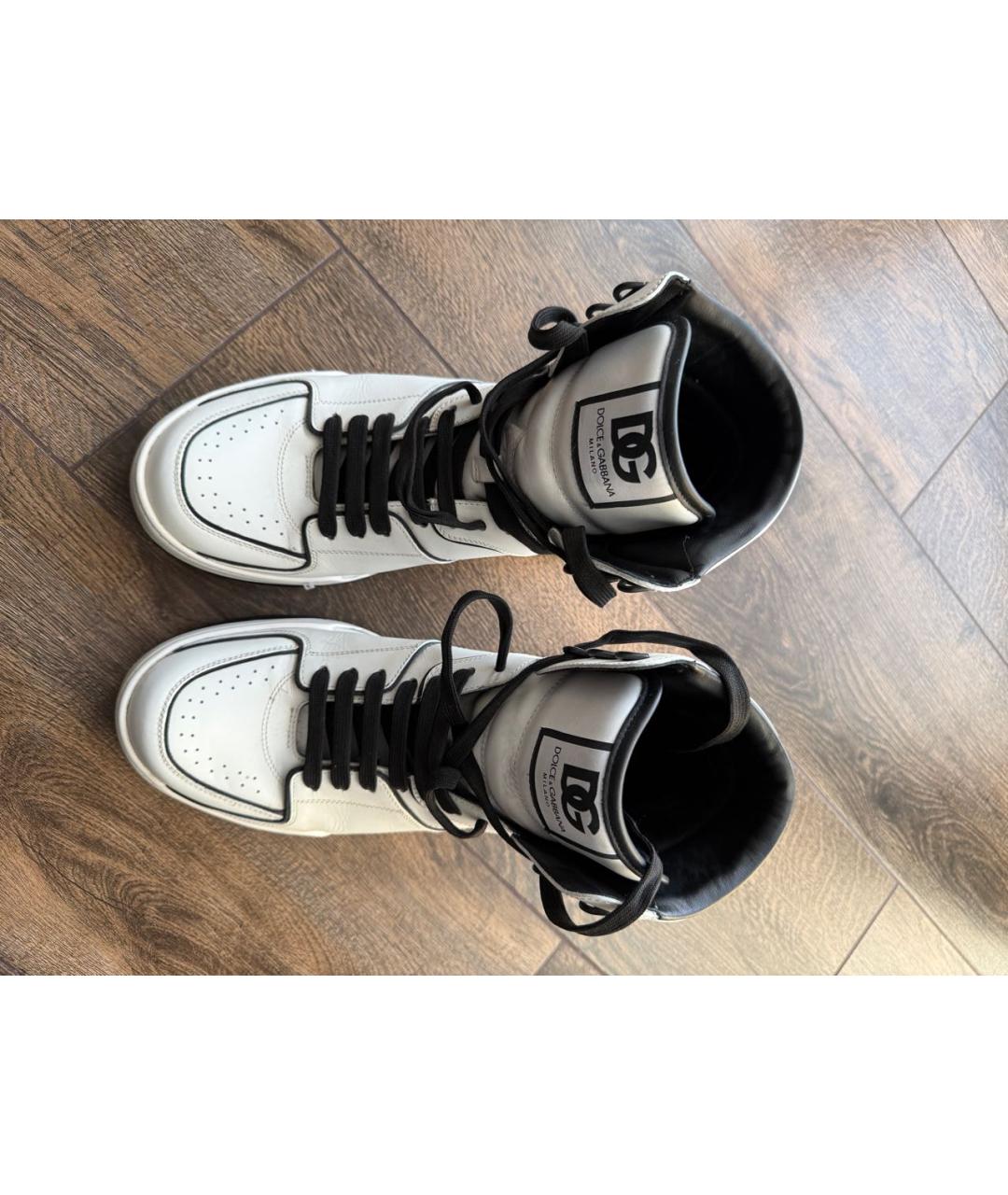 DOLCE&GABBANA Белые кожаные высокие кроссовки / кеды, фото 5