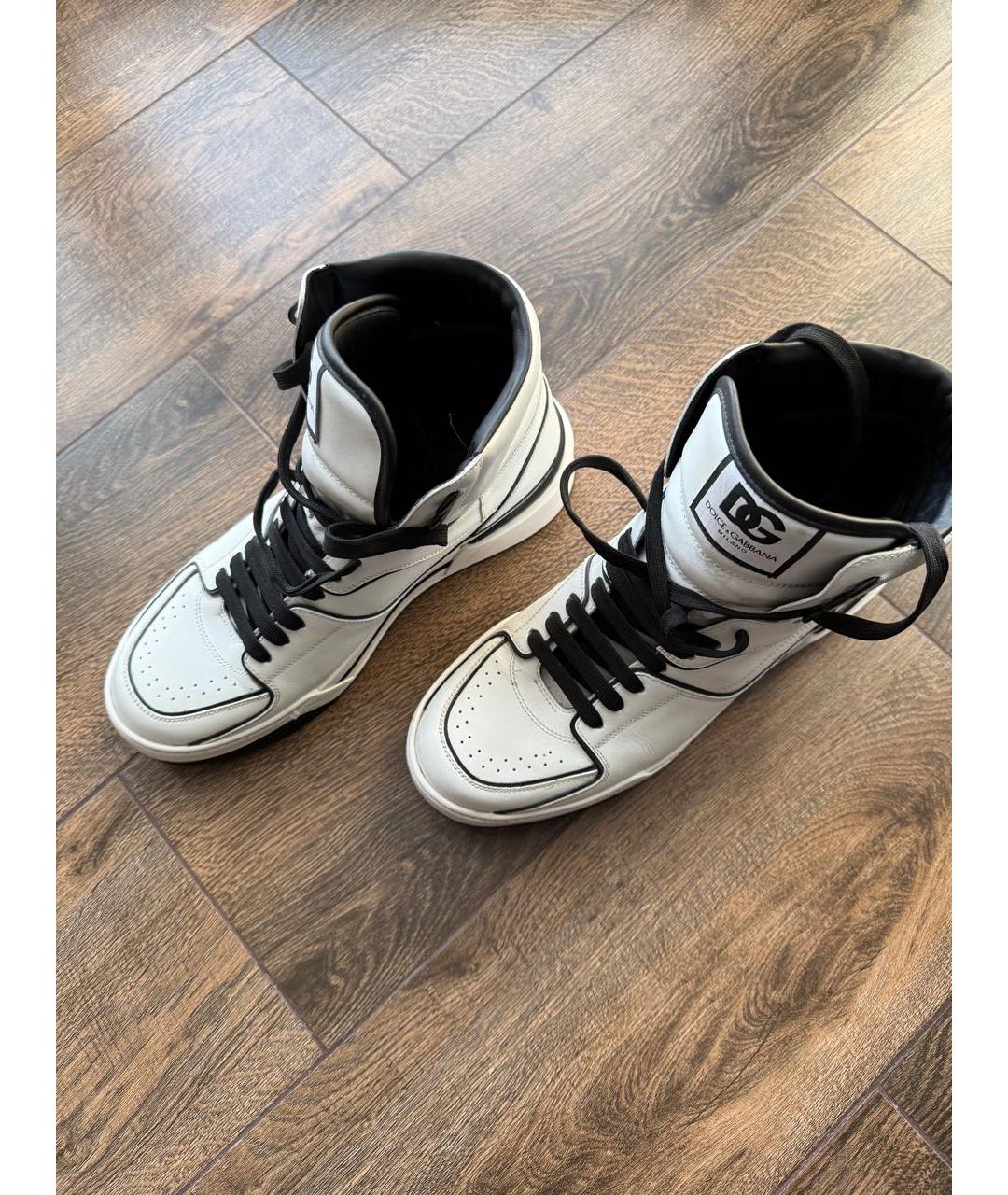 DOLCE&GABBANA Белые кожаные высокие кроссовки / кеды, фото 3