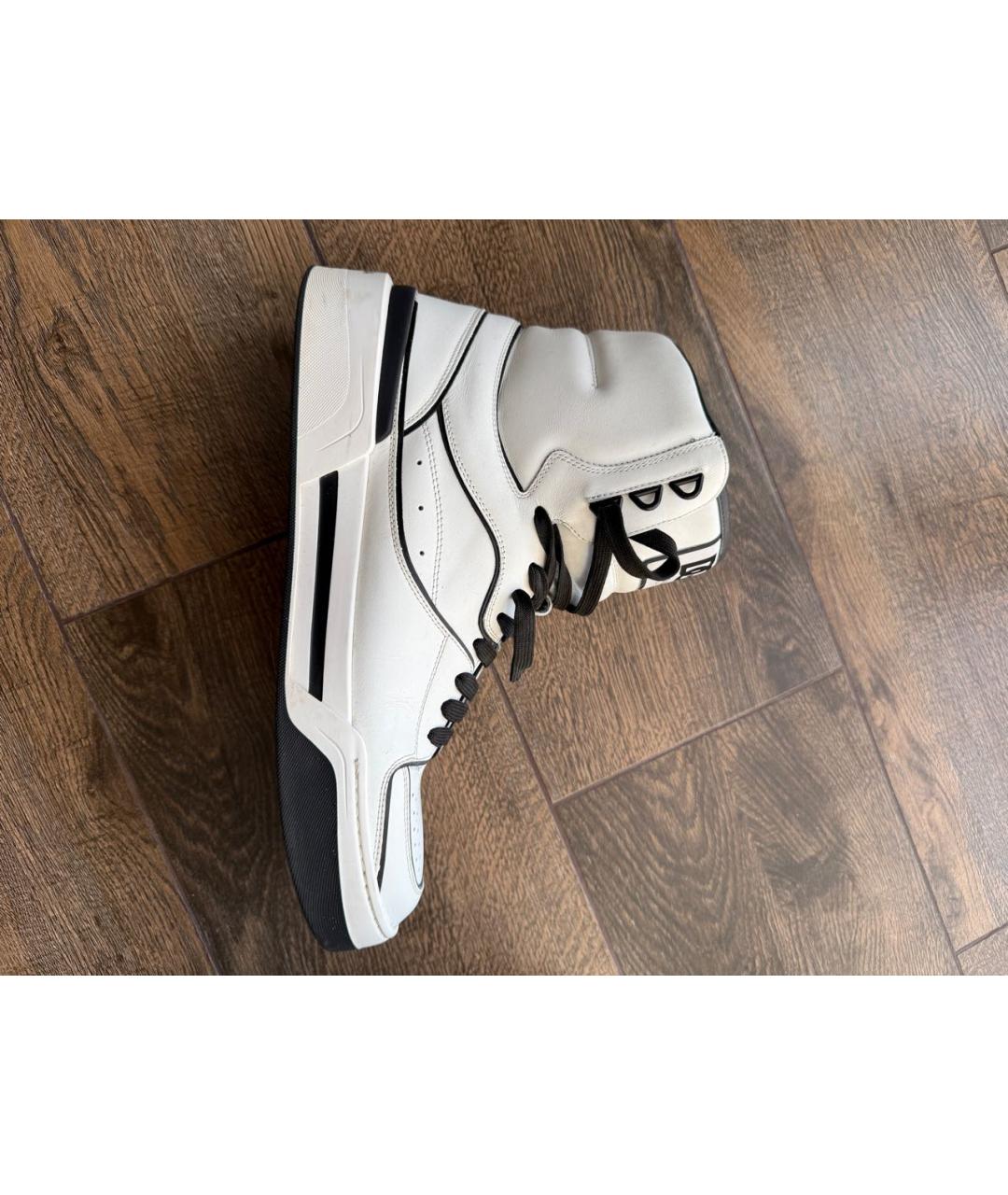 DOLCE&GABBANA Белые кожаные высокие кроссовки / кеды, фото 4