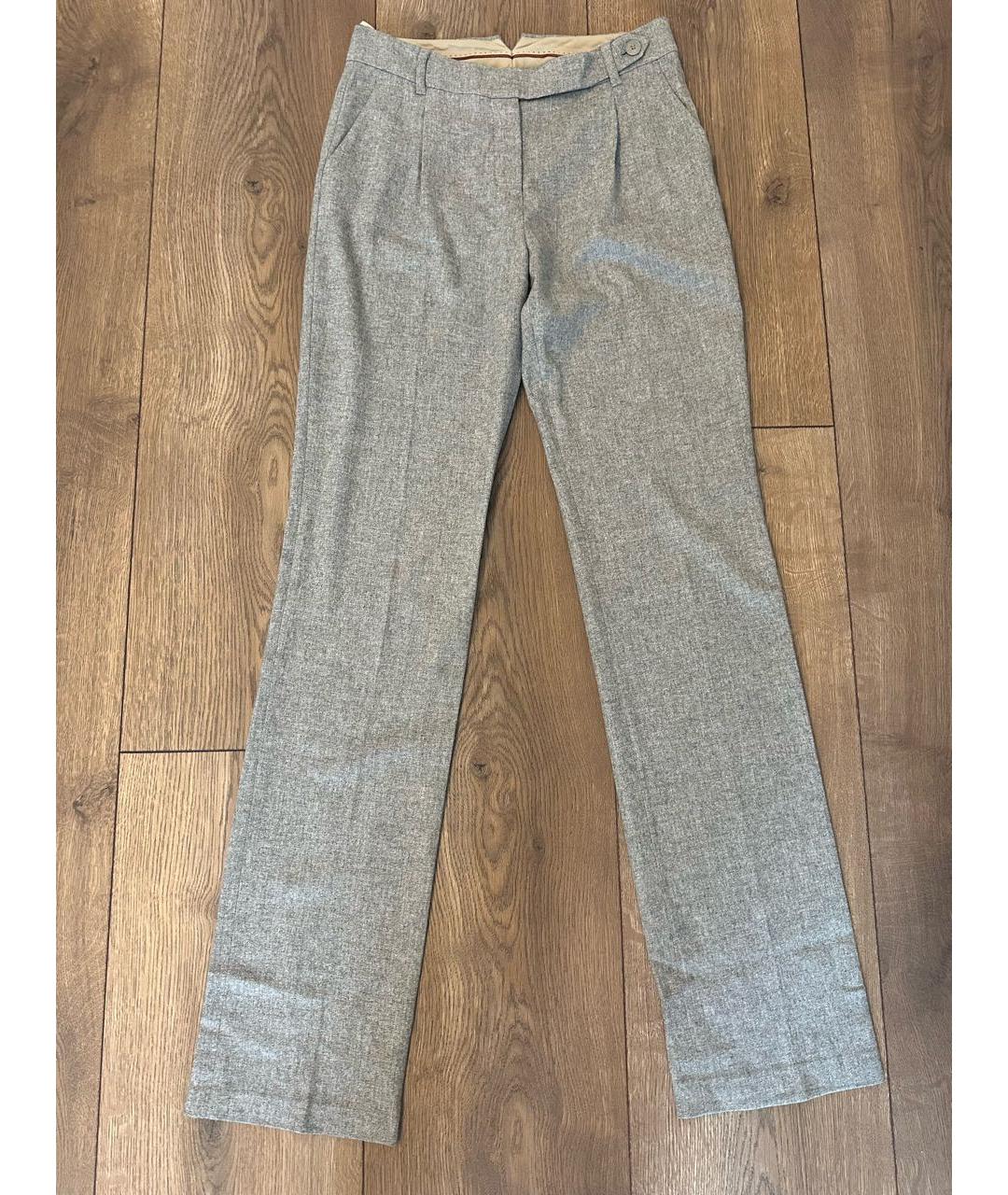 LORO PIANA Серые кашемировые прямые брюки, фото 5