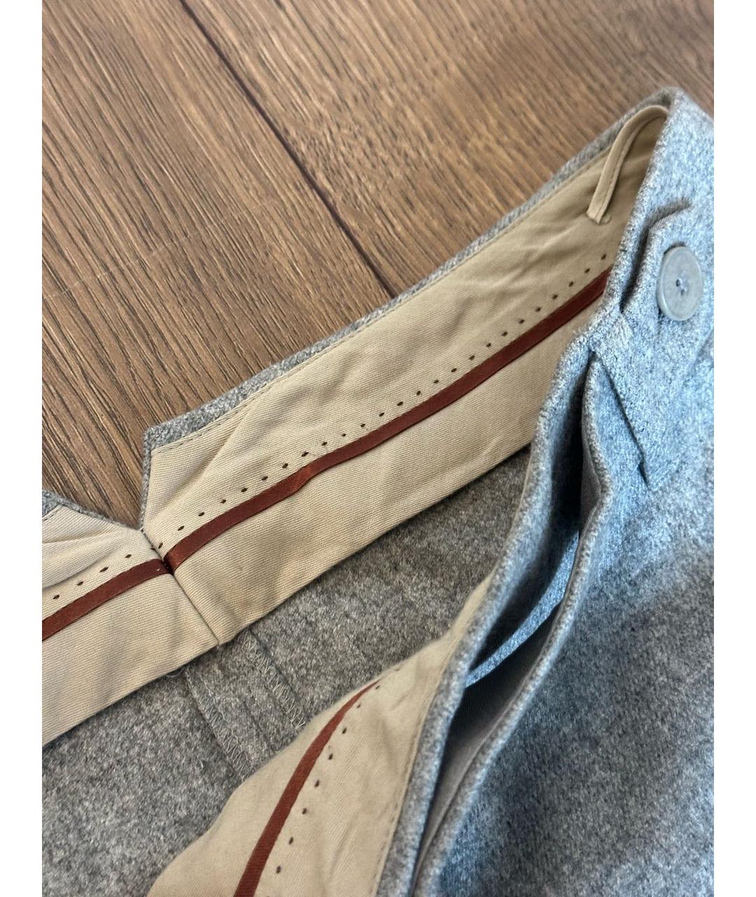 LORO PIANA Серые кашемировые прямые брюки, фото 7