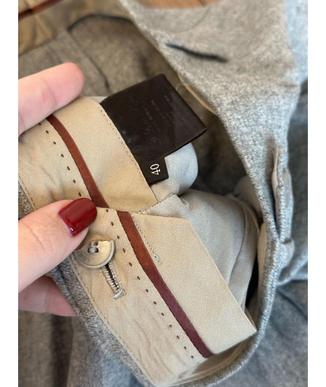 LORO PIANA Серые кашемировые прямые брюки, фото 4