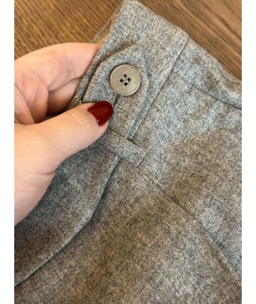 LORO PIANA Серые кашемировые прямые брюки, фото 6