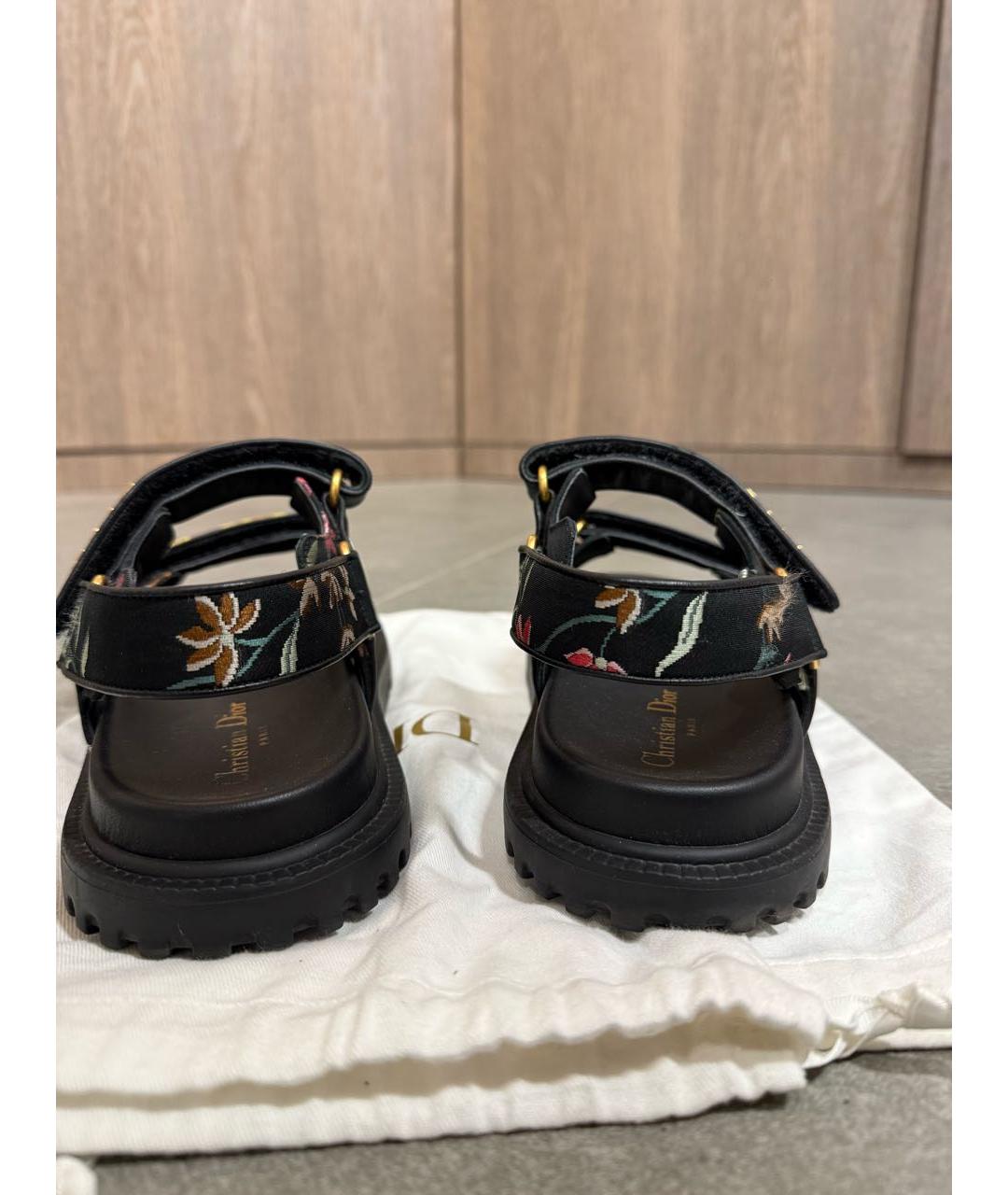 CHRISTIAN DIOR Черные кожаные сандалии, фото 4