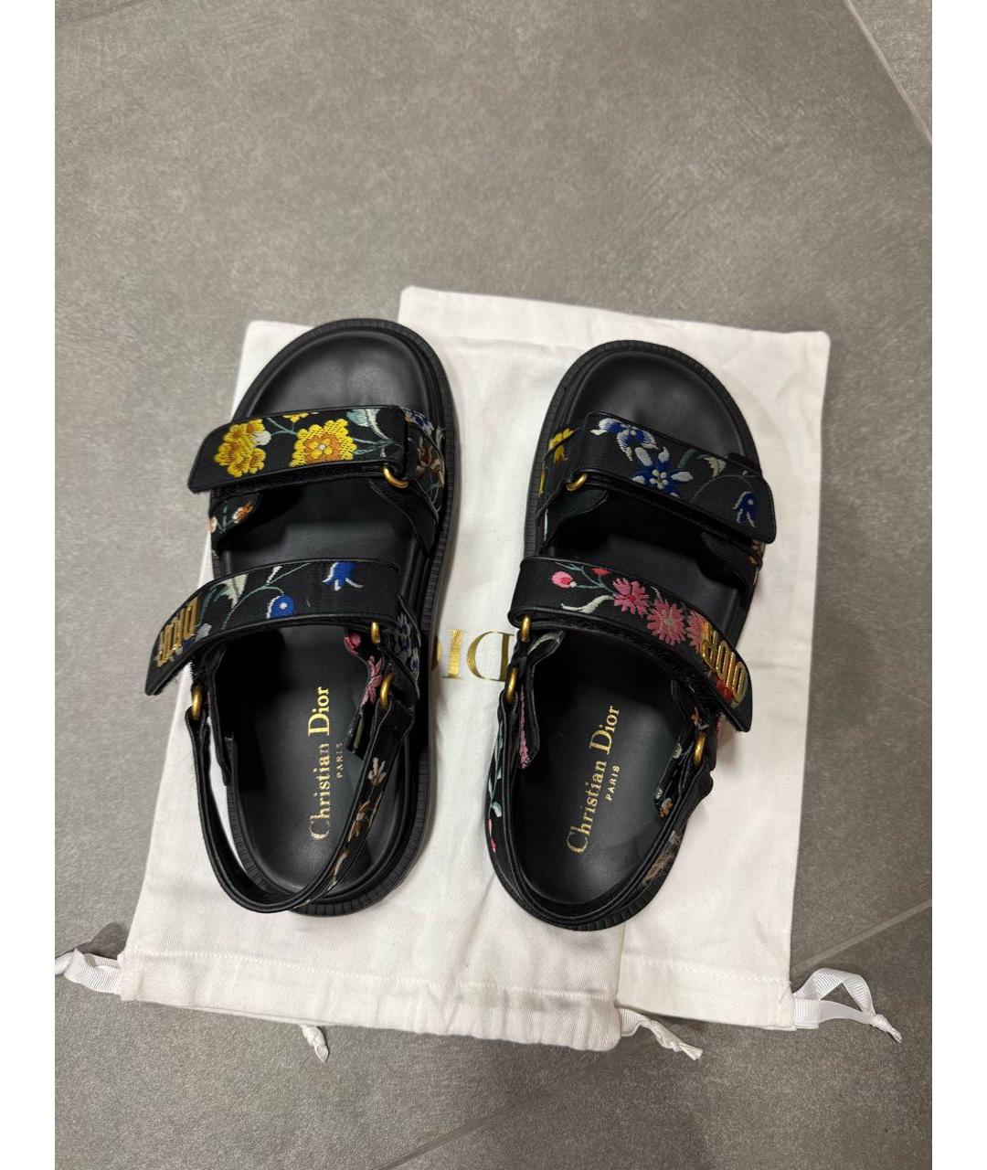 CHRISTIAN DIOR Черные кожаные сандалии, фото 3