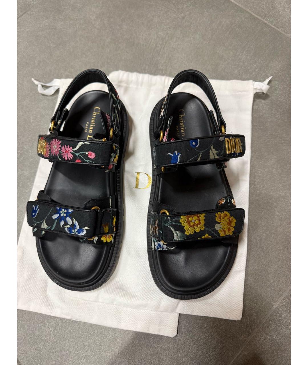 CHRISTIAN DIOR Черные кожаные сандалии, фото 2