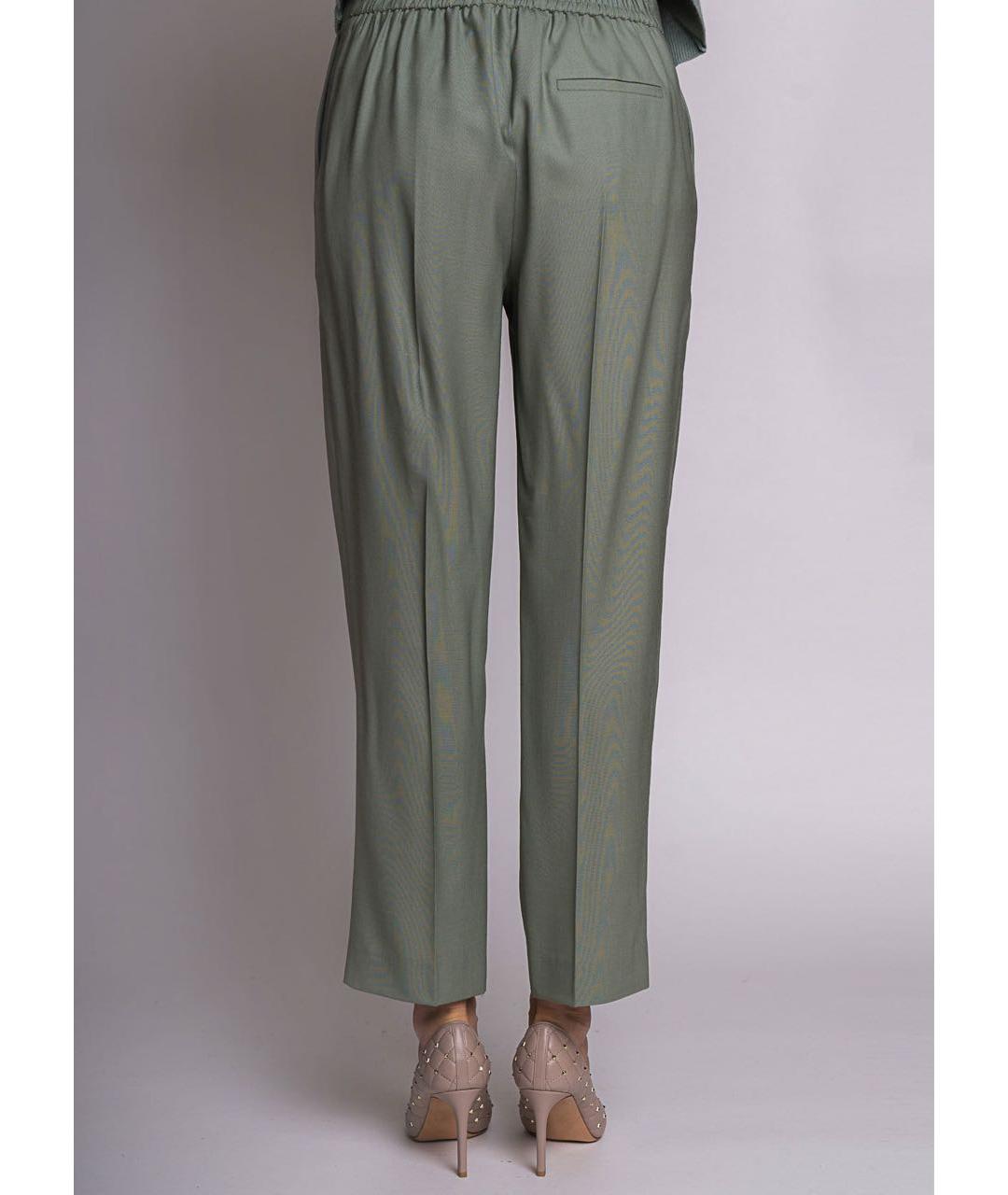 ERIKA CAVALLINI Зеленые шерстяные прямые брюки, фото 8