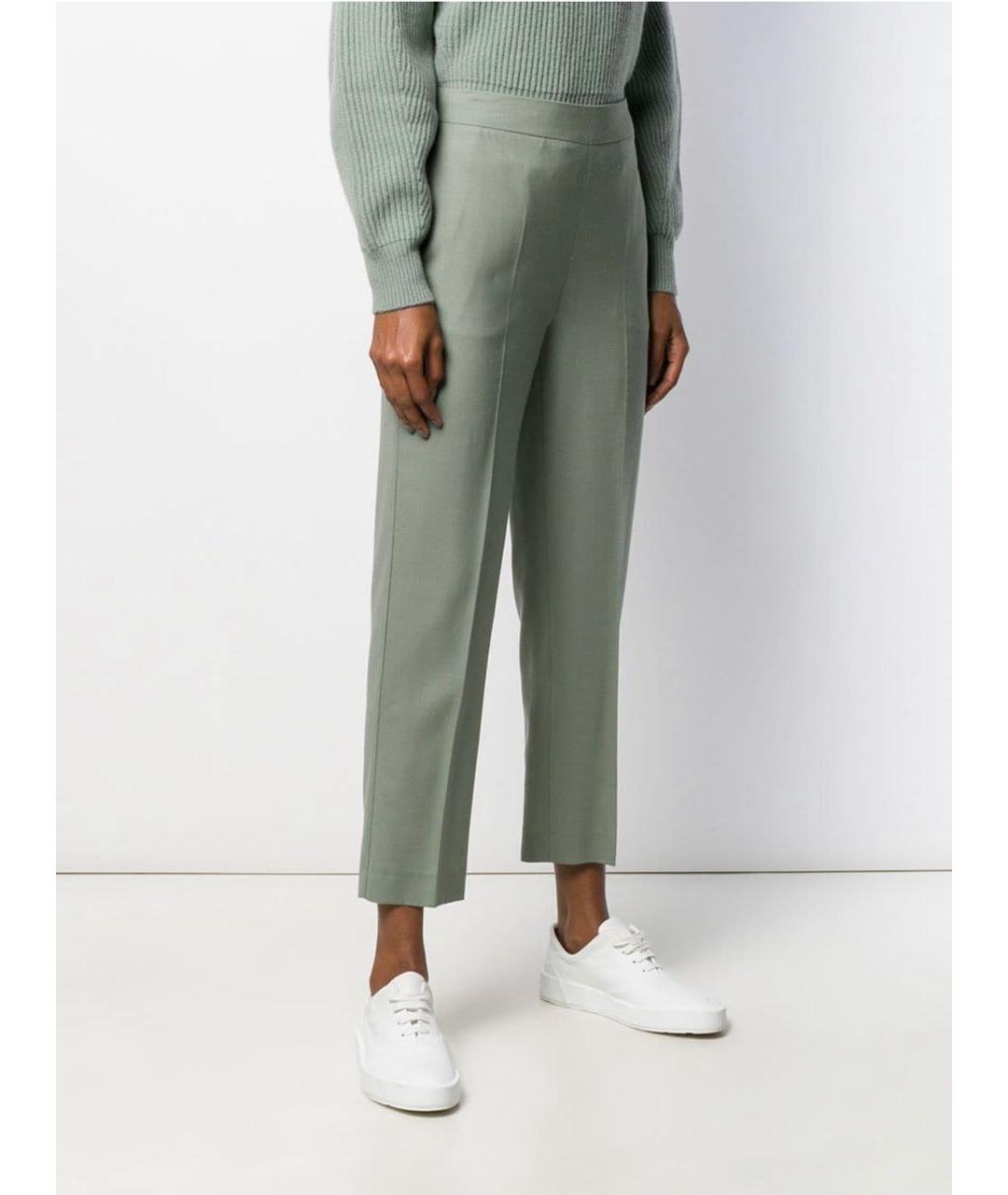 ERIKA CAVALLINI Зеленые шерстяные прямые брюки, фото 3