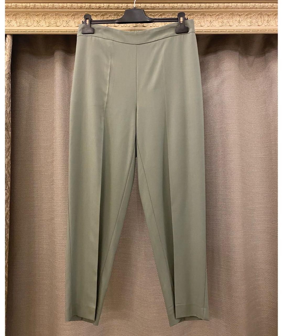 ERIKA CAVALLINI Зеленые шерстяные прямые брюки, фото 5