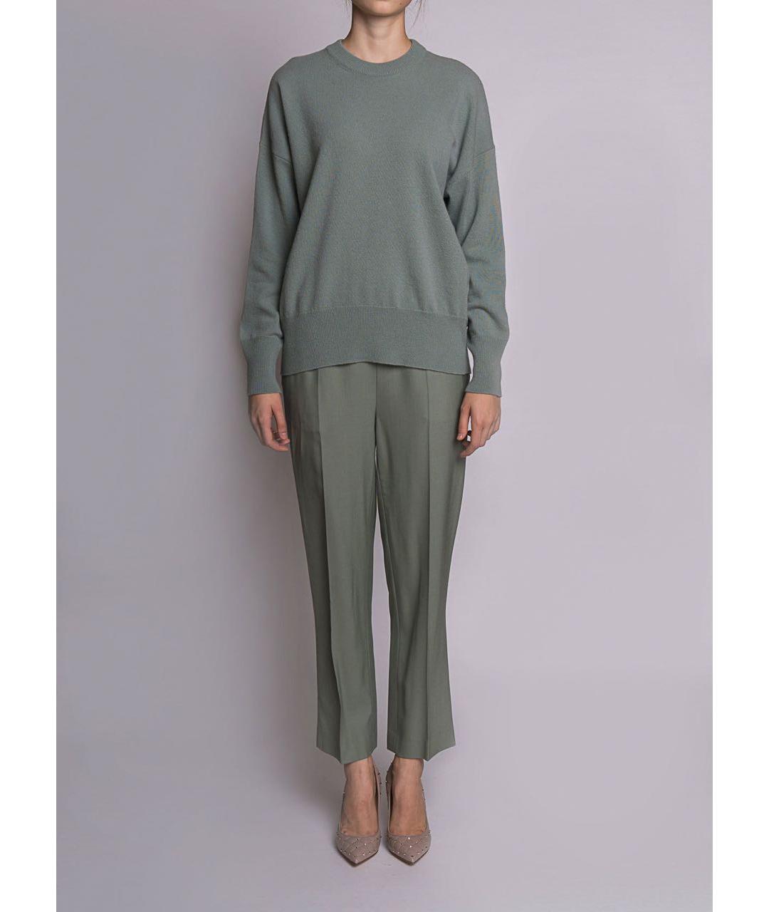 ERIKA CAVALLINI Зеленые шерстяные прямые брюки, фото 7