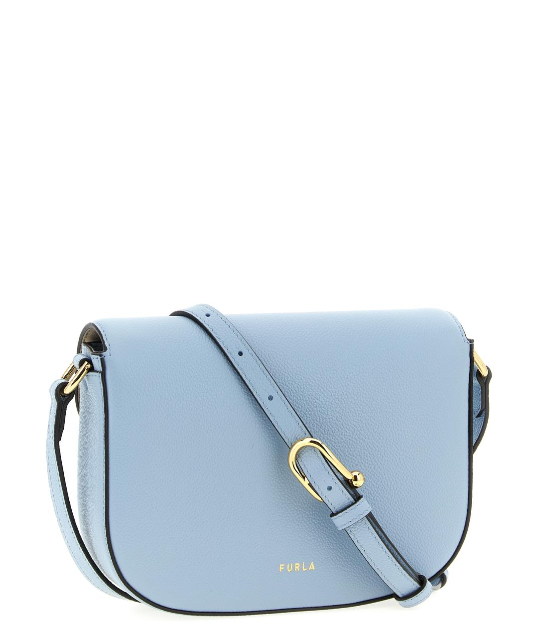 FURLA Голубая кожаная сумка через плечо, фото 2