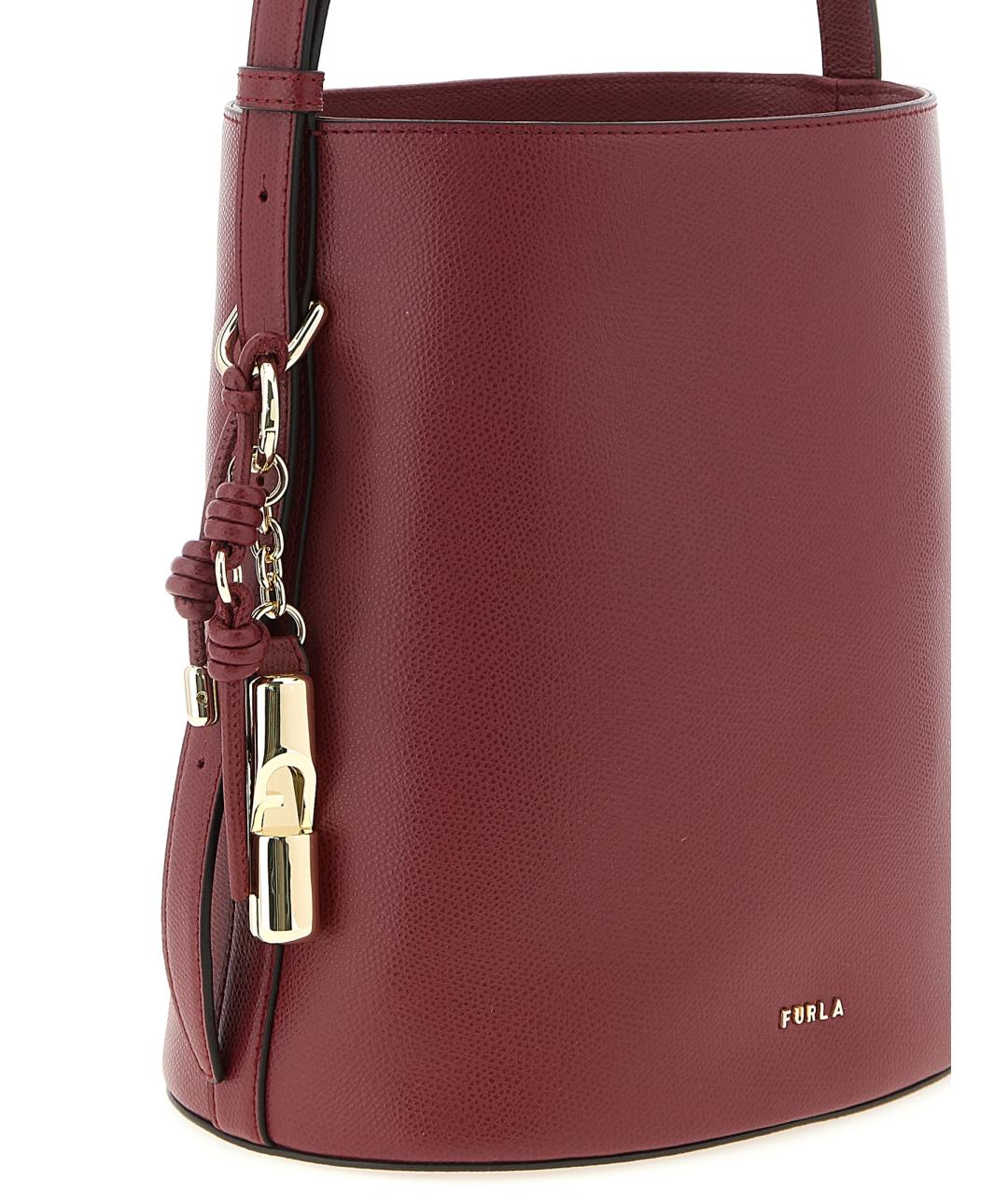 FURLA Бордовая кожаная сумка через плечо, фото 3