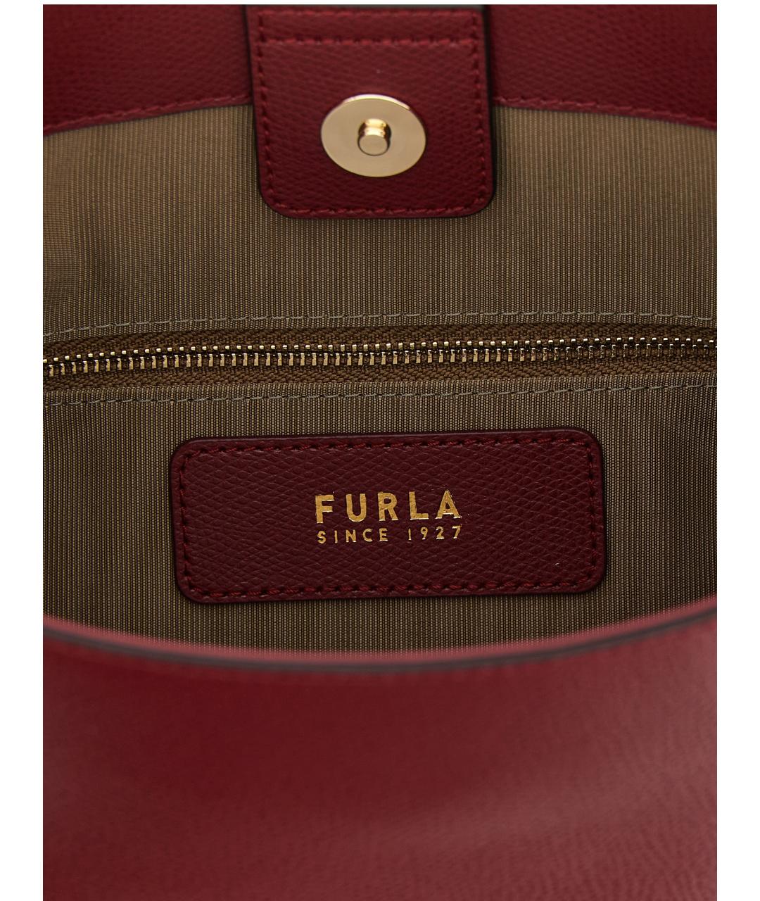 FURLA Бордовая кожаная сумка через плечо, фото 4