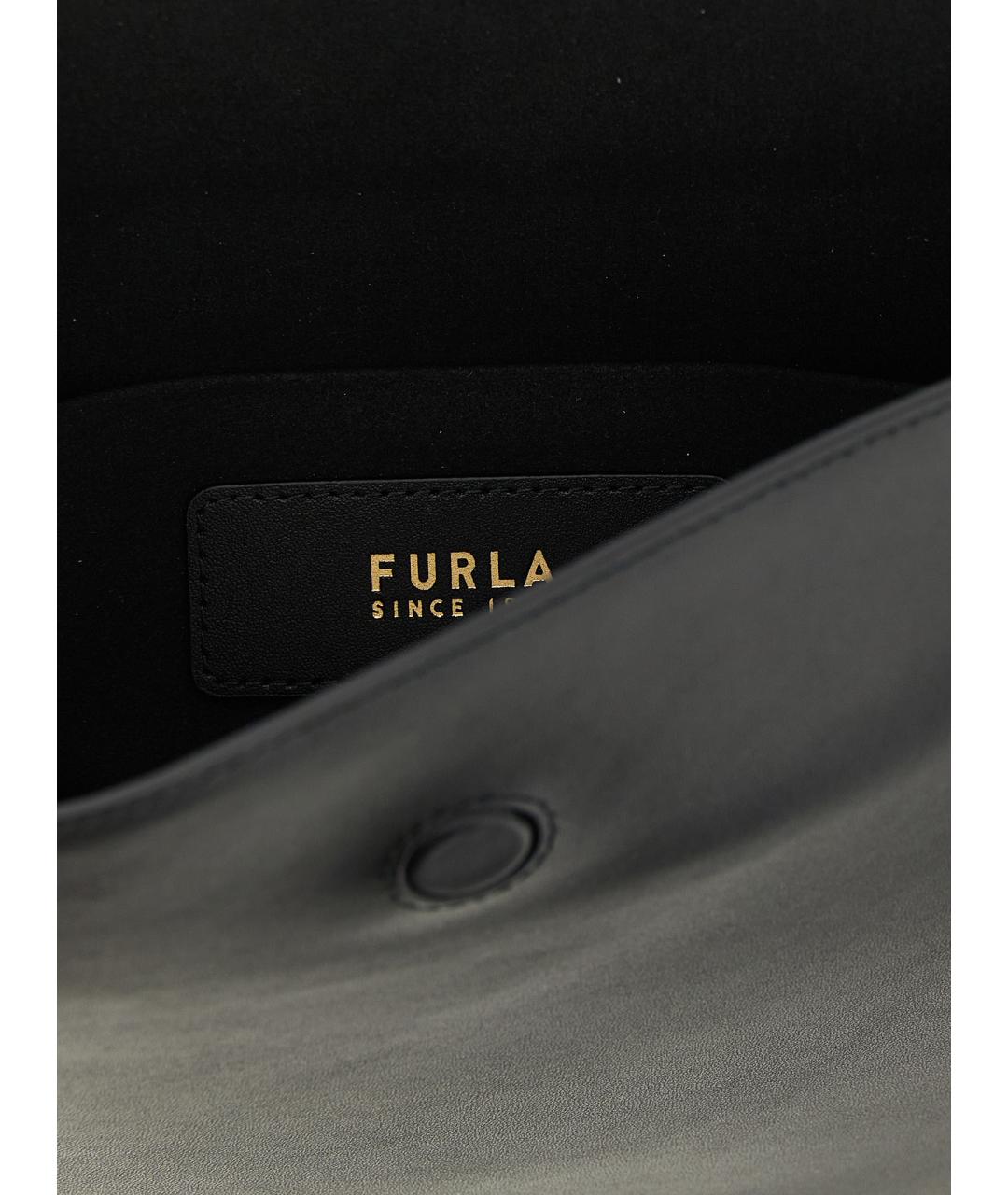 FURLA Черная кожаная сумка через плечо, фото 4