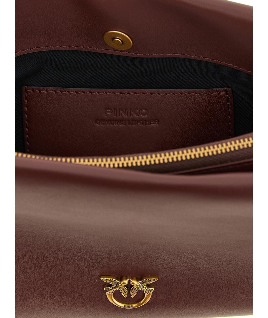 PINKO Бордовая кожаная сумка через плечо, фото 4