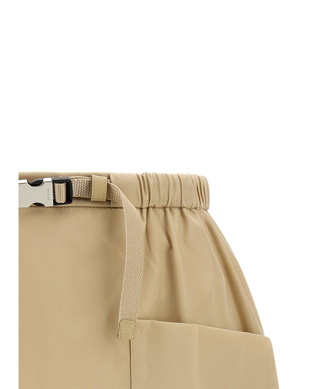 PRADA Бежевая полиамидовая юбка мини, фото 3
