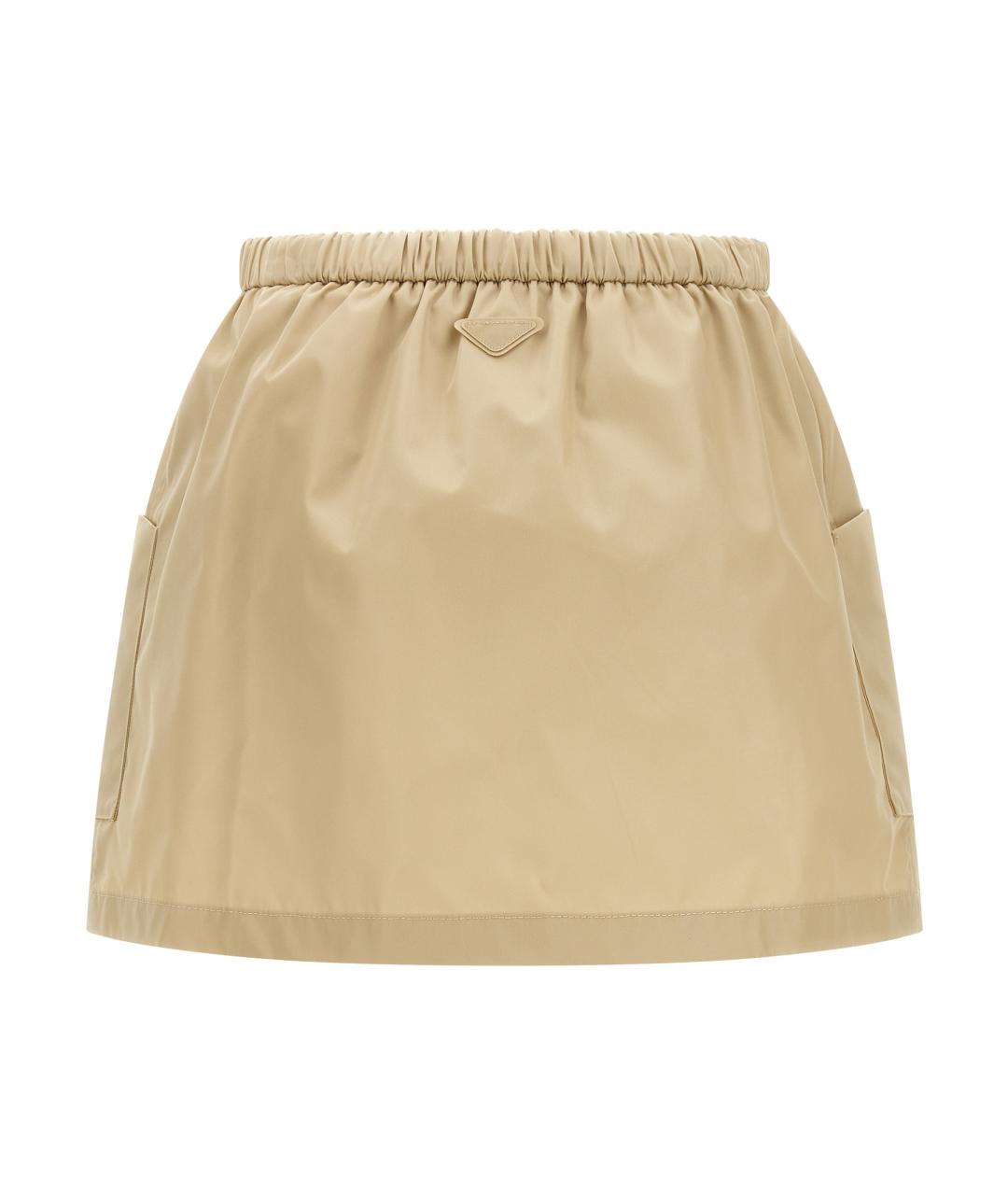 PRADA Бежевая полиамидовая юбка мини, фото 2