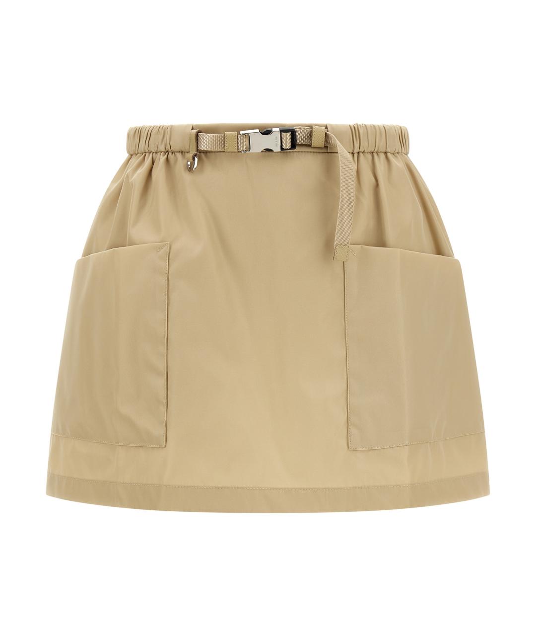 PRADA Бежевая полиамидовая юбка мини, фото 1