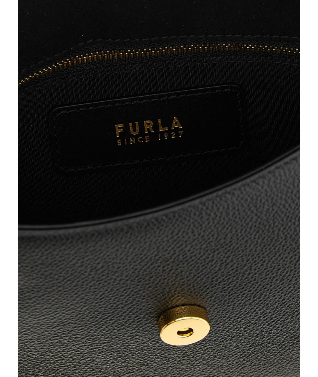 FURLA Черная кожаная сумка через плечо, фото 4