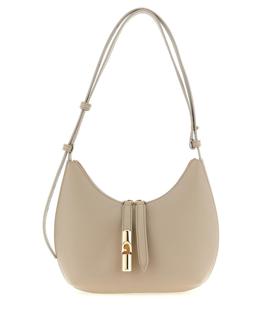 FURLA Бежевая кожаная сумка через плечо, фото 1